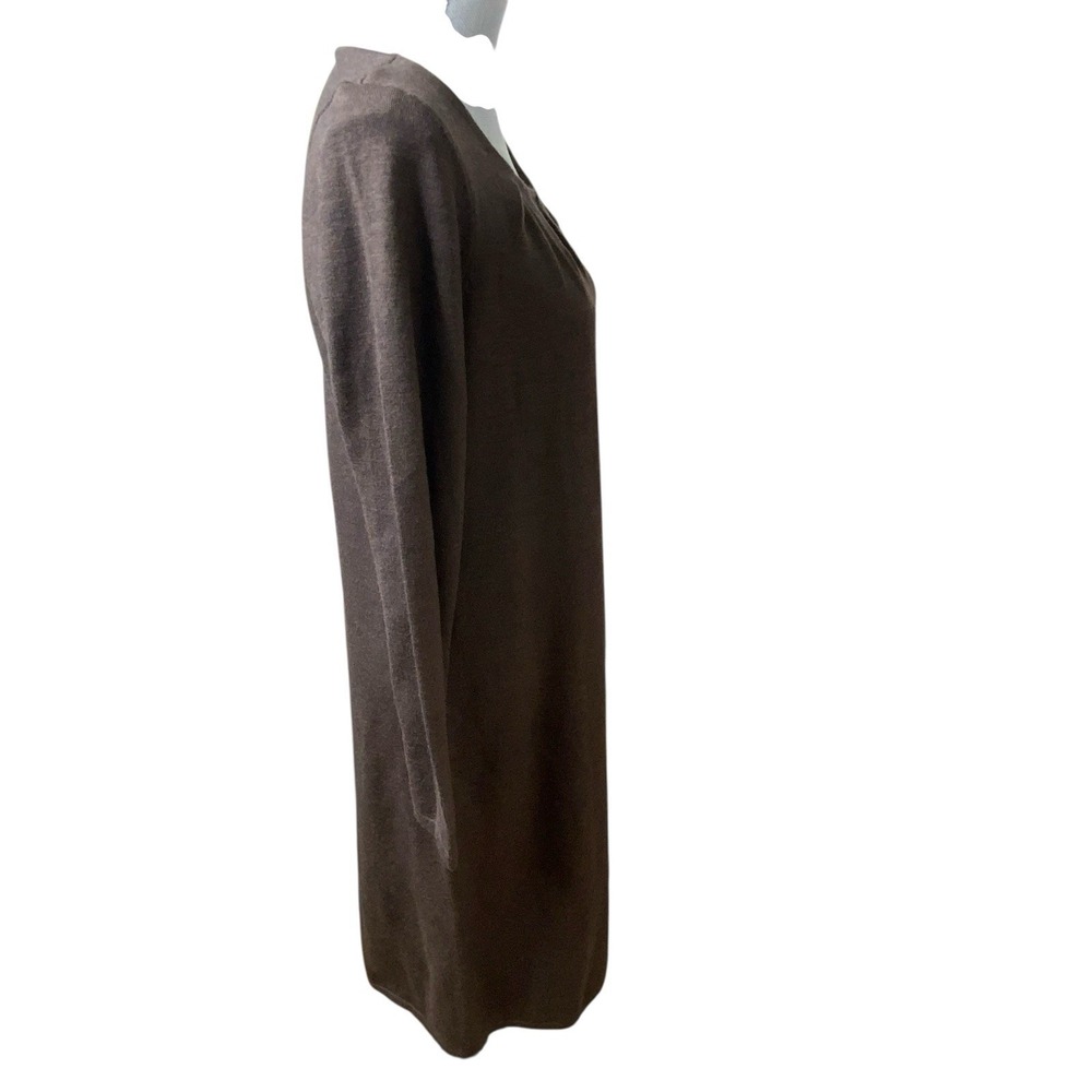 Talbots Merino Wool Blend Sweater Dress Size‎ Large Brown Black Knee Length NWT - Picture 2 of 7
